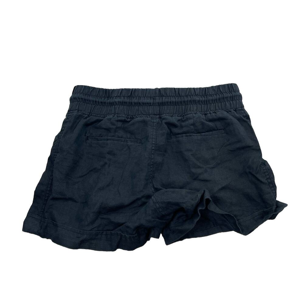 Athleta Cabo Linen Shorts Women Size 6 Black 4" Inseam Drawstring Casual 66-4